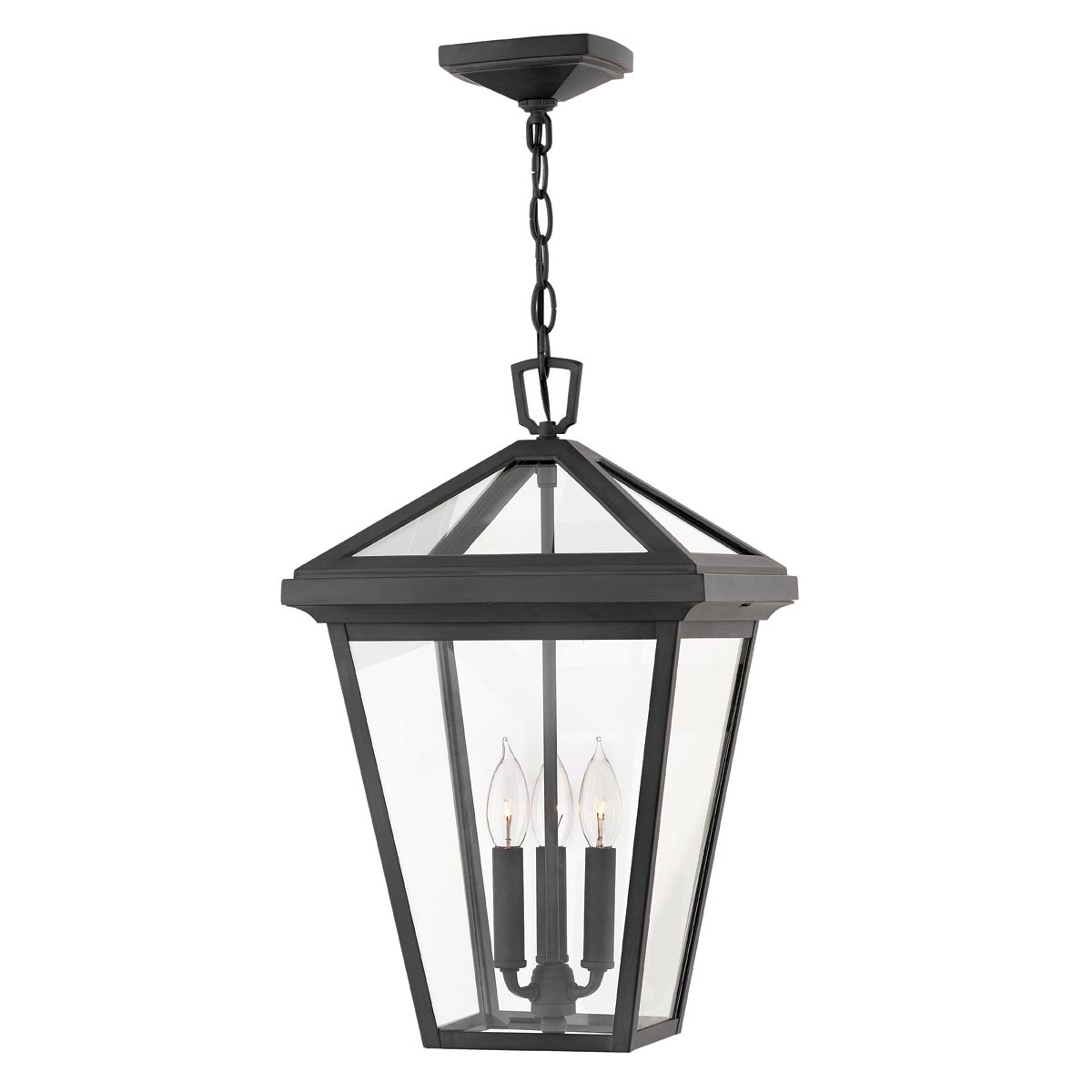 Quintiesse Alford Place Large 3 Light Outdoor Porch Chain Lantern Black