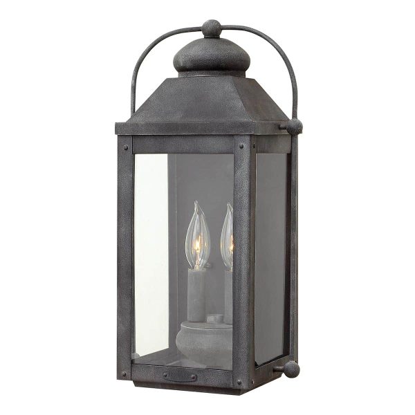 Quintiesse Anchorage 2 light medium outdoor wall lantern in aged zinc main image