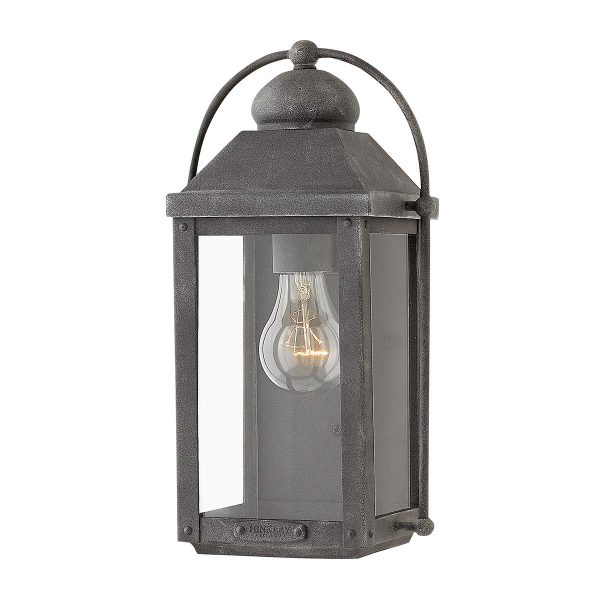 Quintiesse Anchorage 1 light small outdoor wall lantern in aged zinc main image