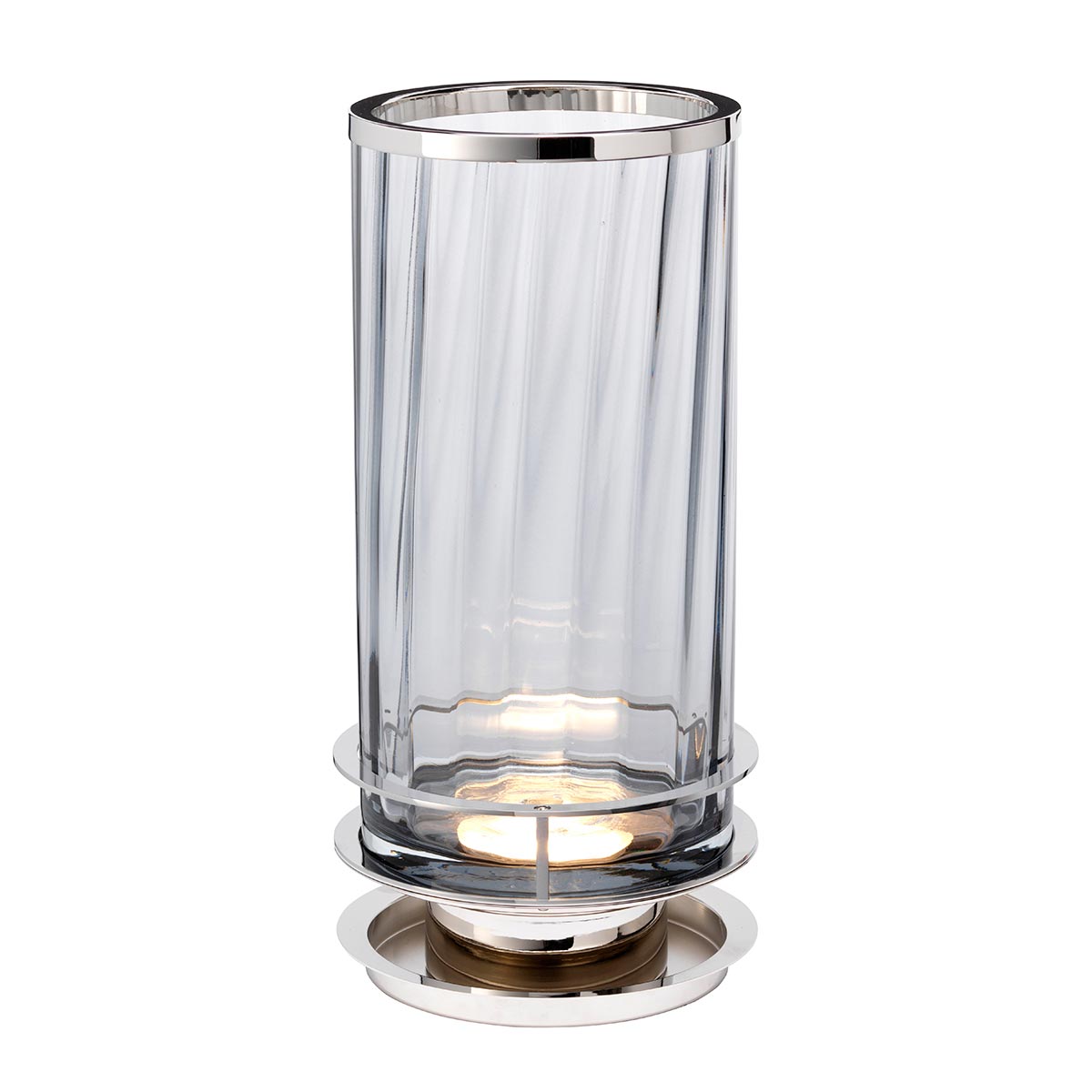 Quintiesse Arno Smoked Ribbed Glass Table Lamp Polished Nickel