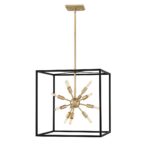 Quintiesse Aros 12 Light Cube Ceiling Pendant Black & Warm Brass