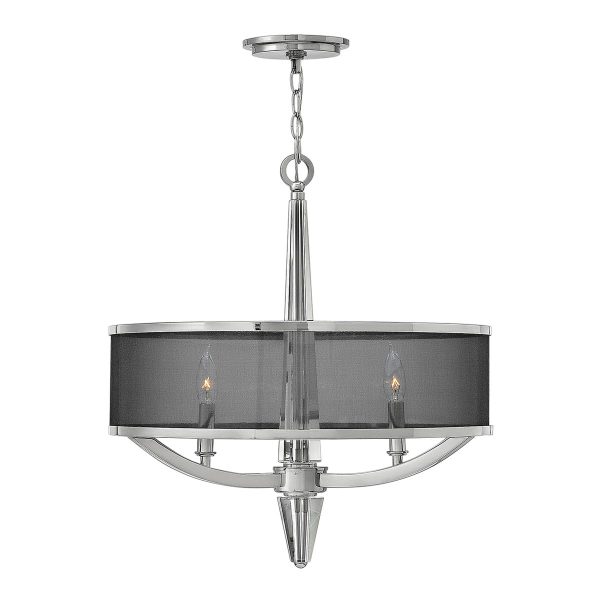 Quintiesse Ascher crystal column 3 light ceiling pendant in polished nickel on white background