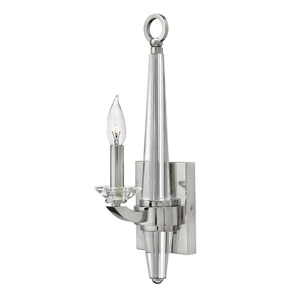 Quintiesse Ascher single crystal column wall light in polished nickel on white background