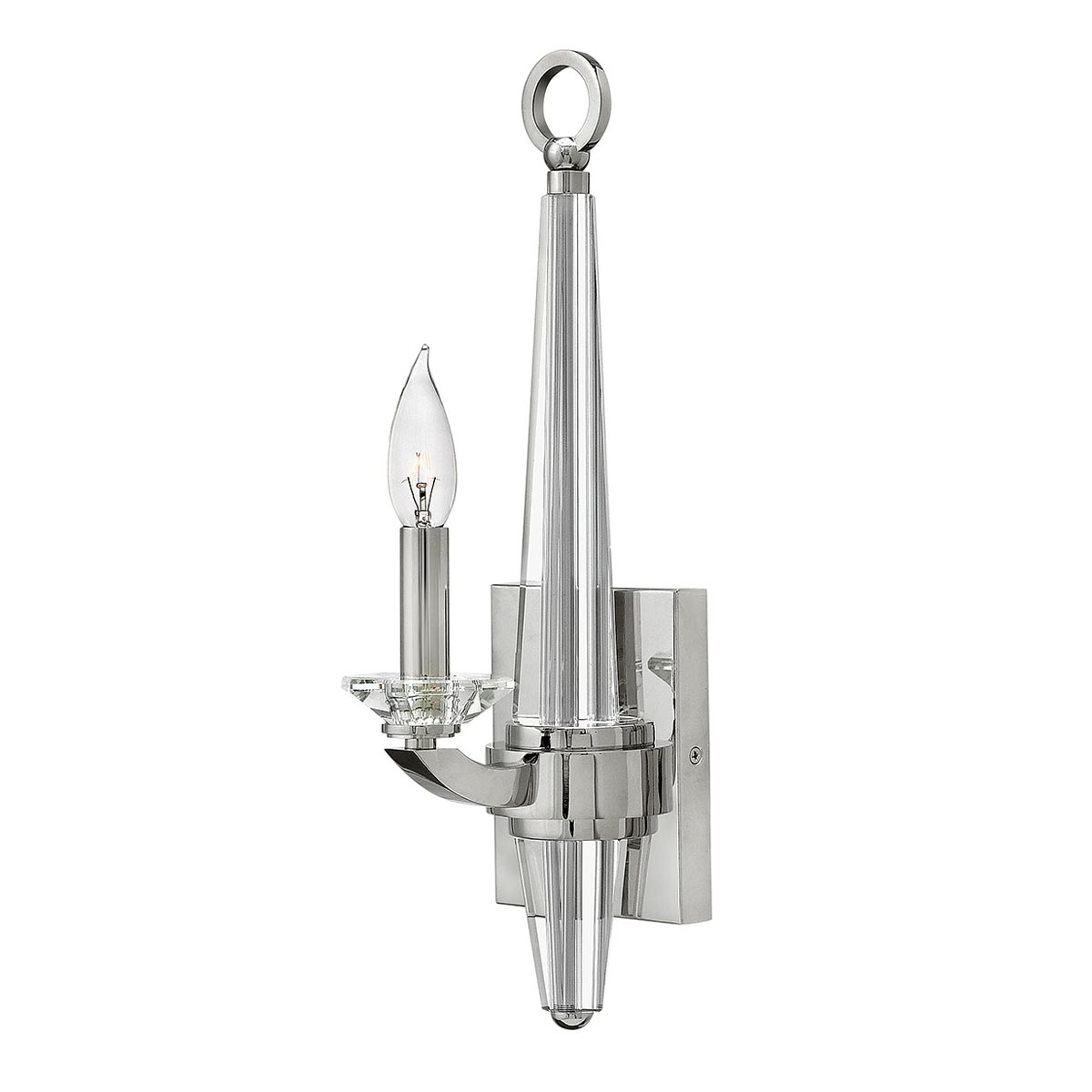 Quintiesse Ascher Crystal Column Single Wall Light Polished Nickel