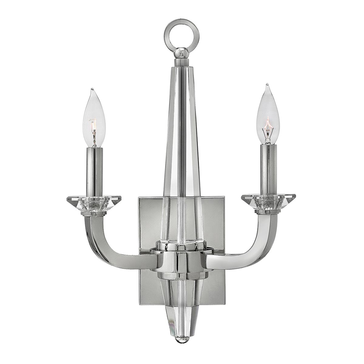 Quintiesse Ascher Crystal Column Twin Wall Light Polished Nickel