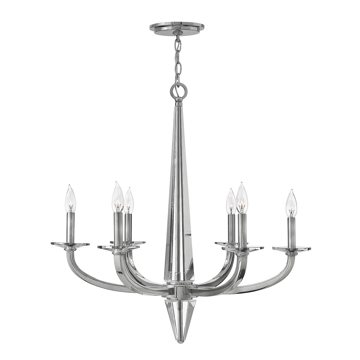 Quintiesse Ascher Crystal Column 6 Light Chandelier Polished Nickel