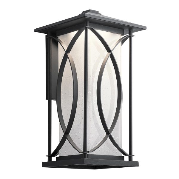 Quintiesse Ashbern large outdoor wall box lantern in textured black on white background