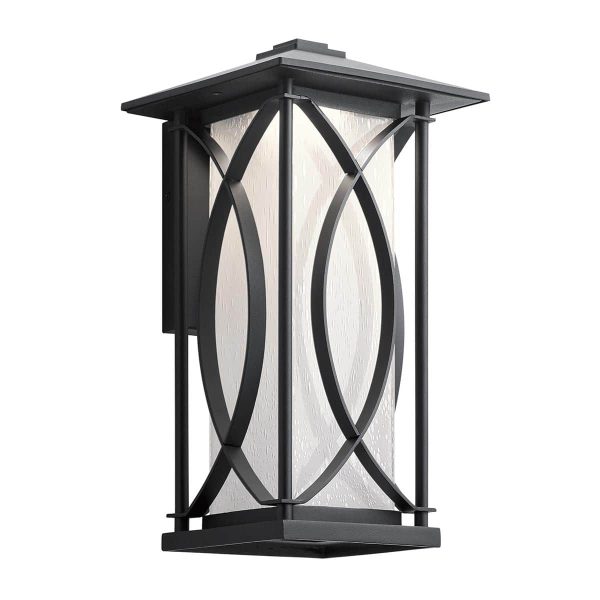 Quintiesse Ashbern medium outdoor wall box lantern in textured black on white background
