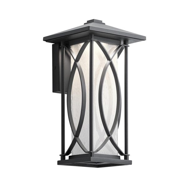 Quintiesse Ashbern small outdoor wall box lantern in textured black on white background