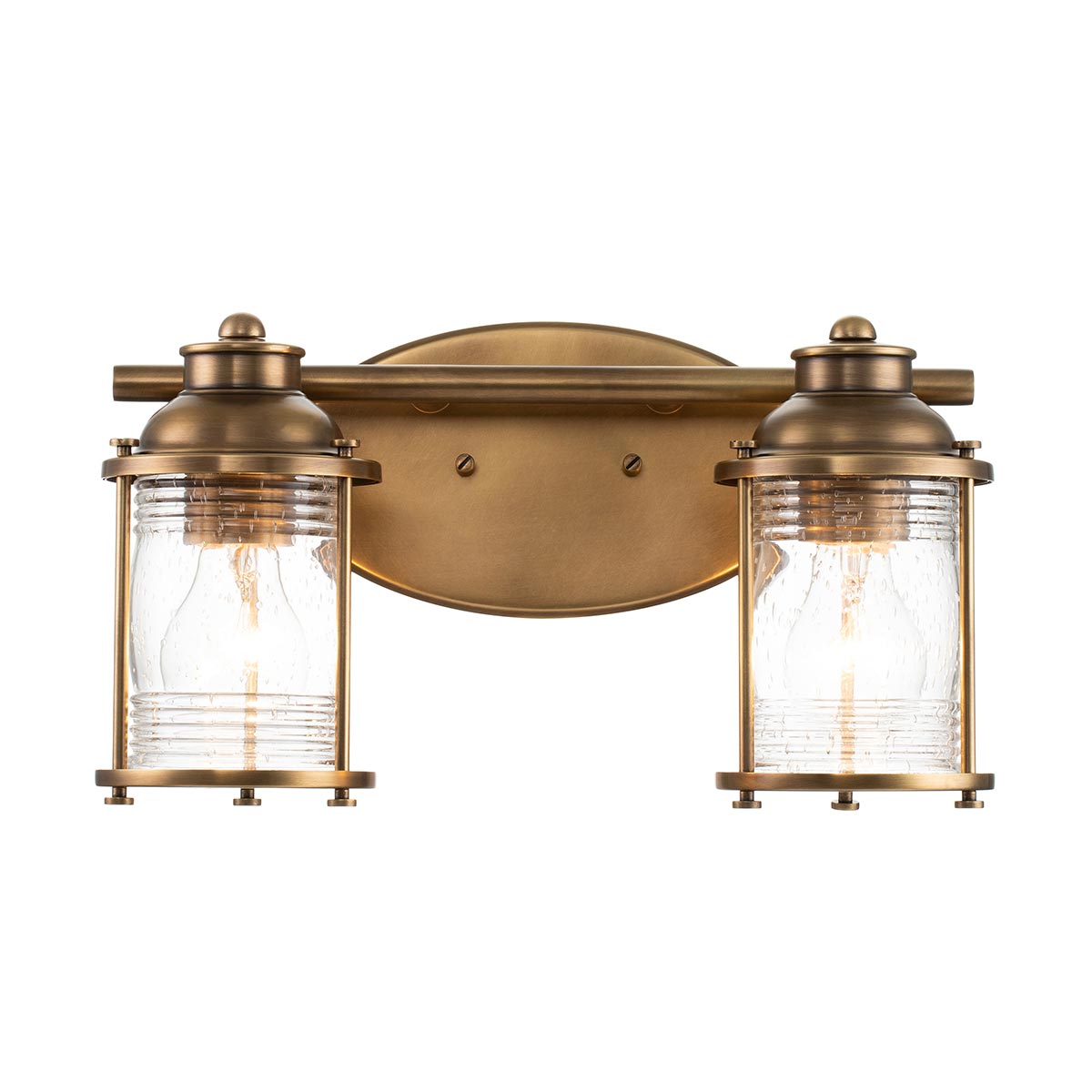 Ashland Bay Twin Bathroom Wall Light Natural Brass Seeded Glass