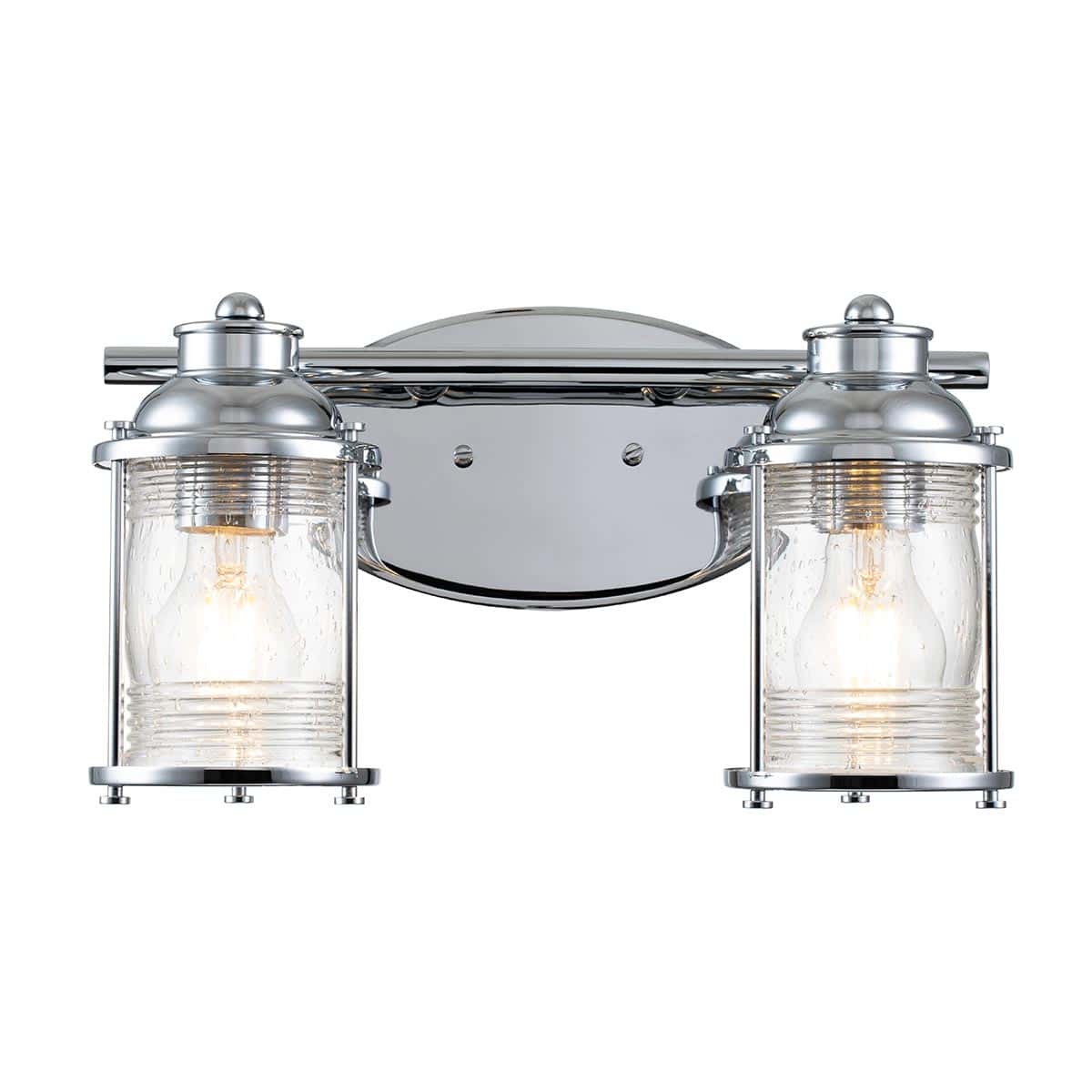 Ashland Bay Twin Bathroom Wall Light Polished Chrome Seeded Glass