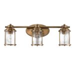 Ashland Bay 3 Lamp Bathroom Mirror Light Natural Brass Seeded Glass