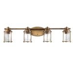 Ashland Bay 4 Lamp Bathroom Mirror Light Natural Brass Seeded Glass