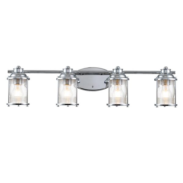 Quintiesse Ashland Bay 4 lamp bathroom mirror light in polished chrome on white background