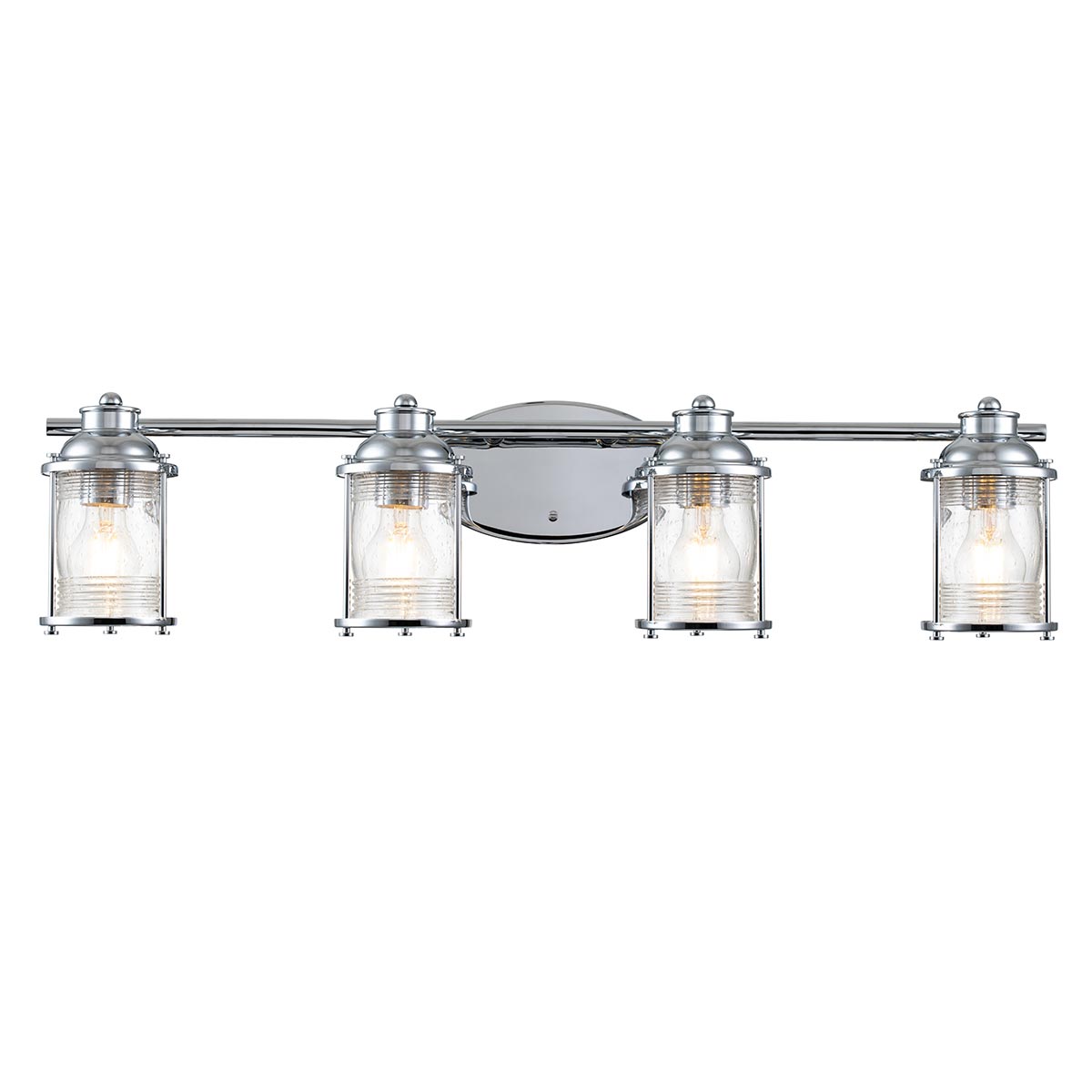 Ashland Bay 4 Lamp Bathroom Mirror Light Polished Chrome Seeded Glass