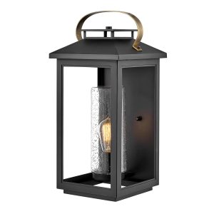 Quintiesse Atwater large rust proof 1 light outdoor wall box lantern in matt black on white background