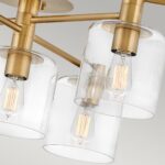 Quintiesse Axel 7 Light Semi Flush Low Ceiling Light Brass Clear Glass