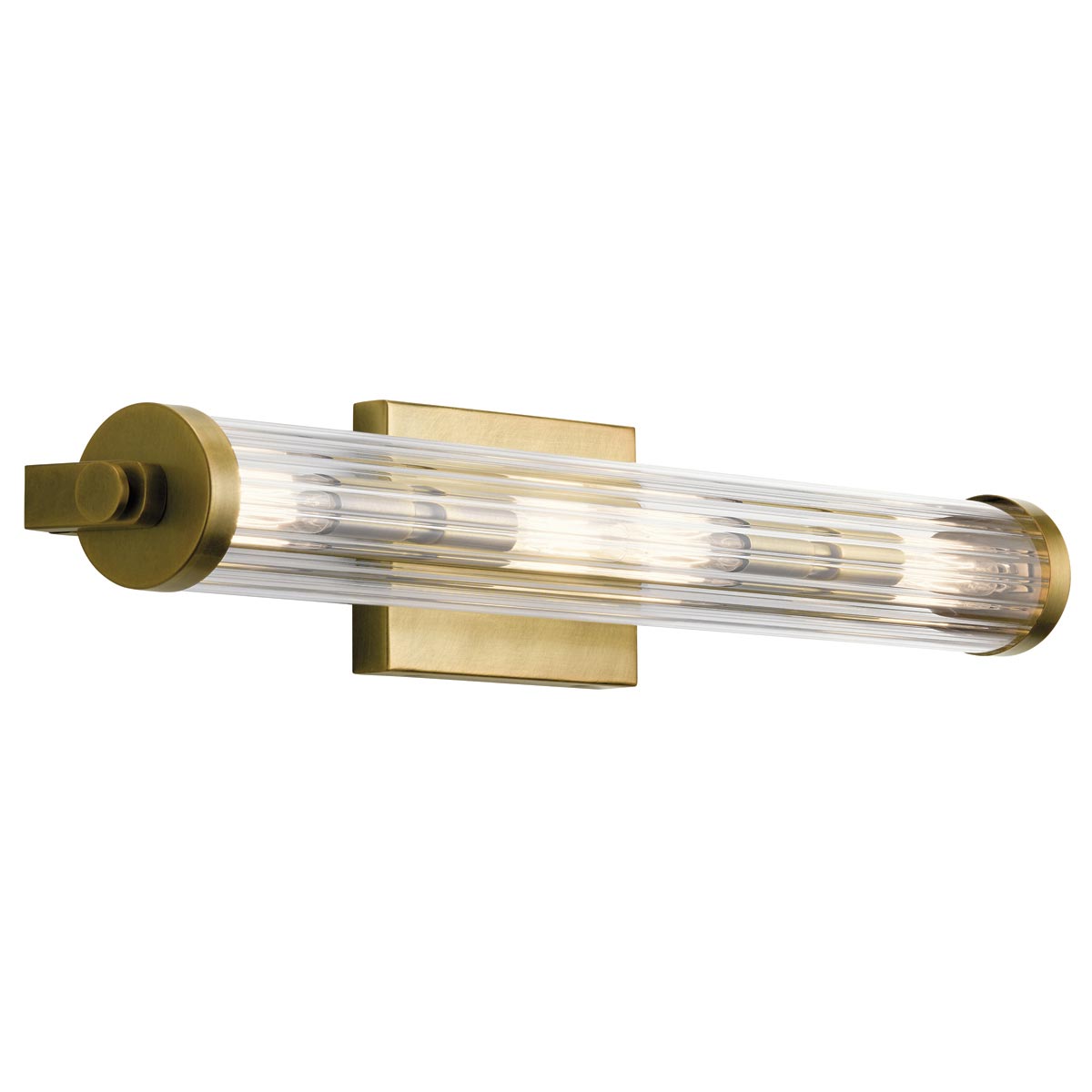 Quintiess Azores 4 Light Bathroom Wall Light Natural Brass Ribbed Glass