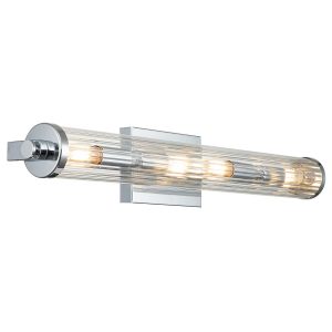 Quintiesse Azores 4 light bathroom wall light in polished chrome on white background lit