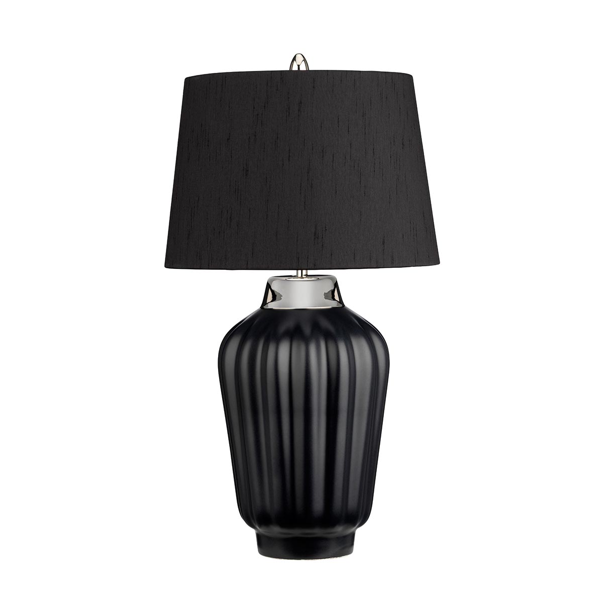 Quintiesse Bexley 1 Light Black Ceramic Table Lamp Polished Nickel