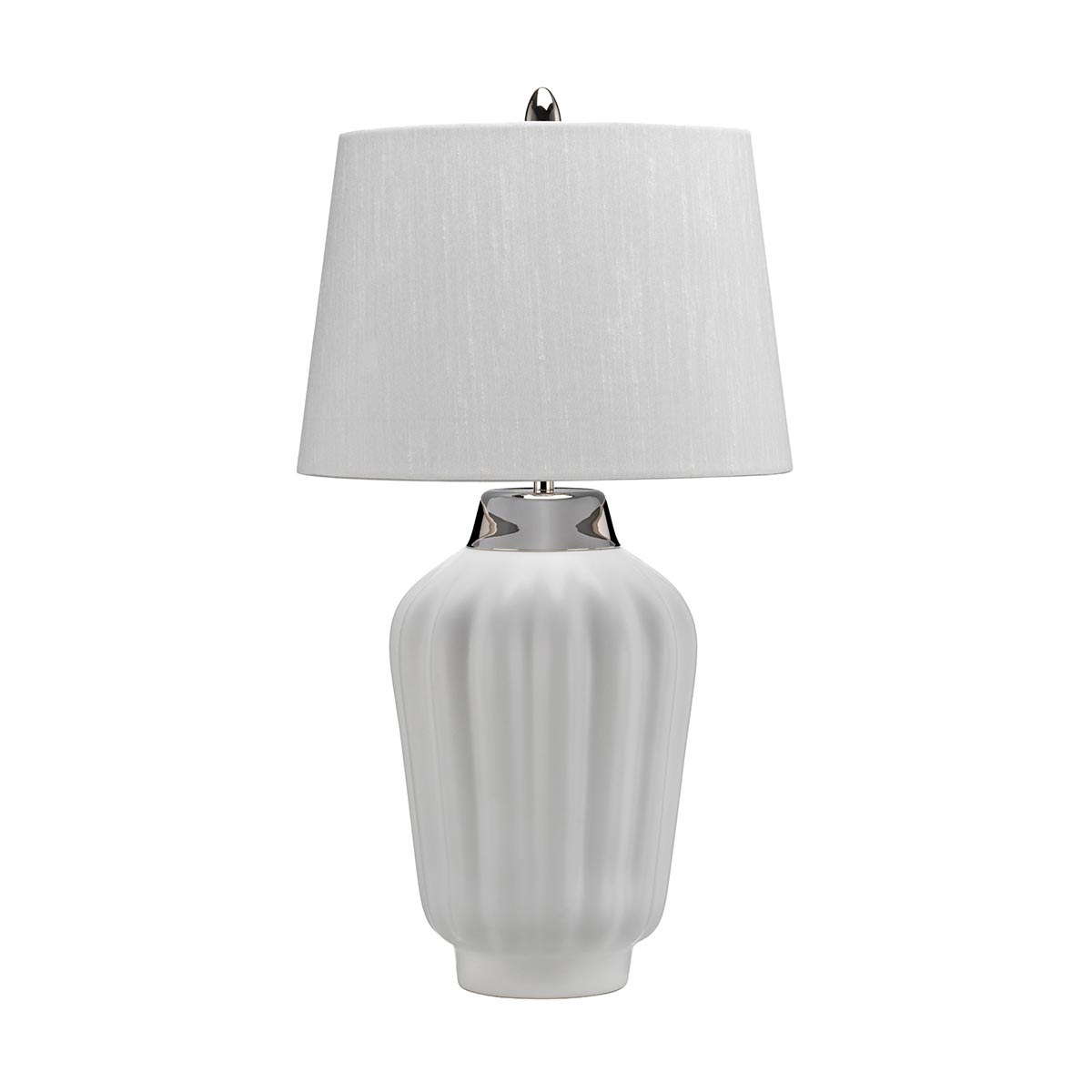 Quintiesse Bexley 1 Light White Ceramic Table Lamp Polished Nickel