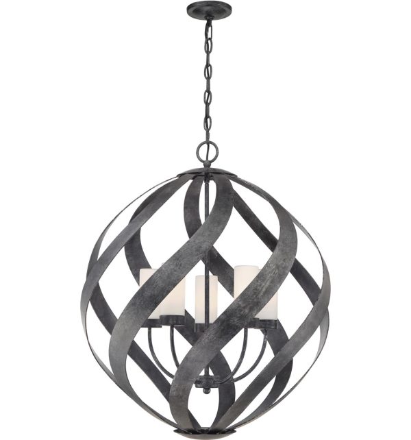 Quintiesse Blacksmith large 5 light outdoor or bathroom chain lantern in old black on white background