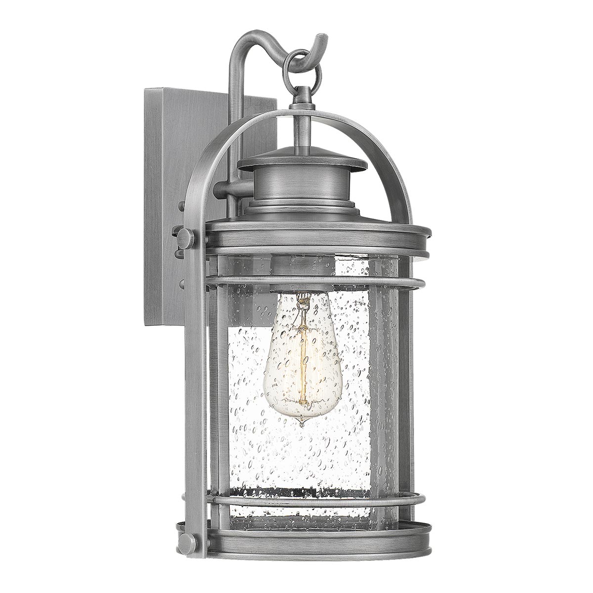 Booker Medium 1 Light Outdoor Wall Lantern Aluminium Seeded Glass