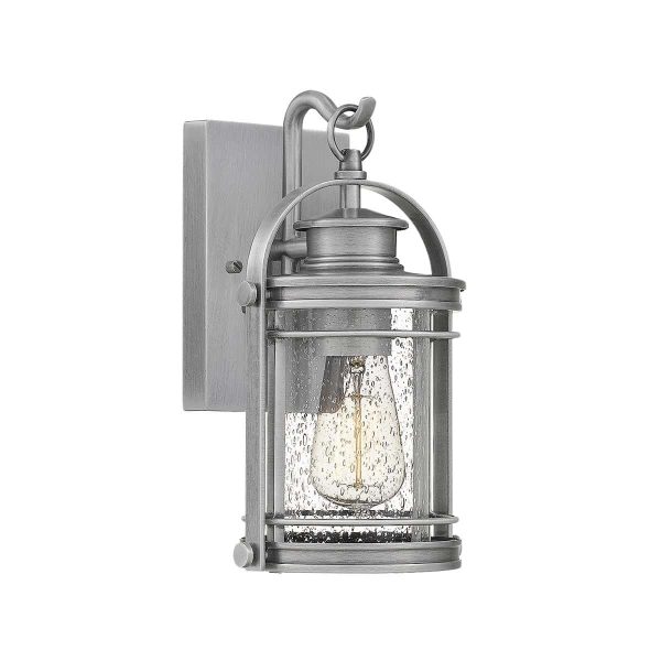 Quintiesse Booker small 1 light outdoor wall lantern in industrial aluminium on white background