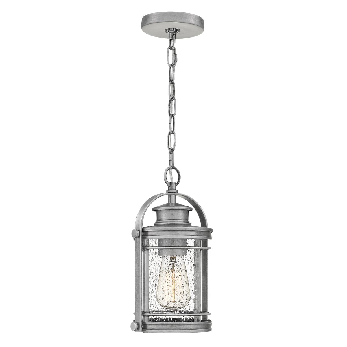 Booker Small 1 Light Hanging Porch Lantern Aluminium Seeded Glass