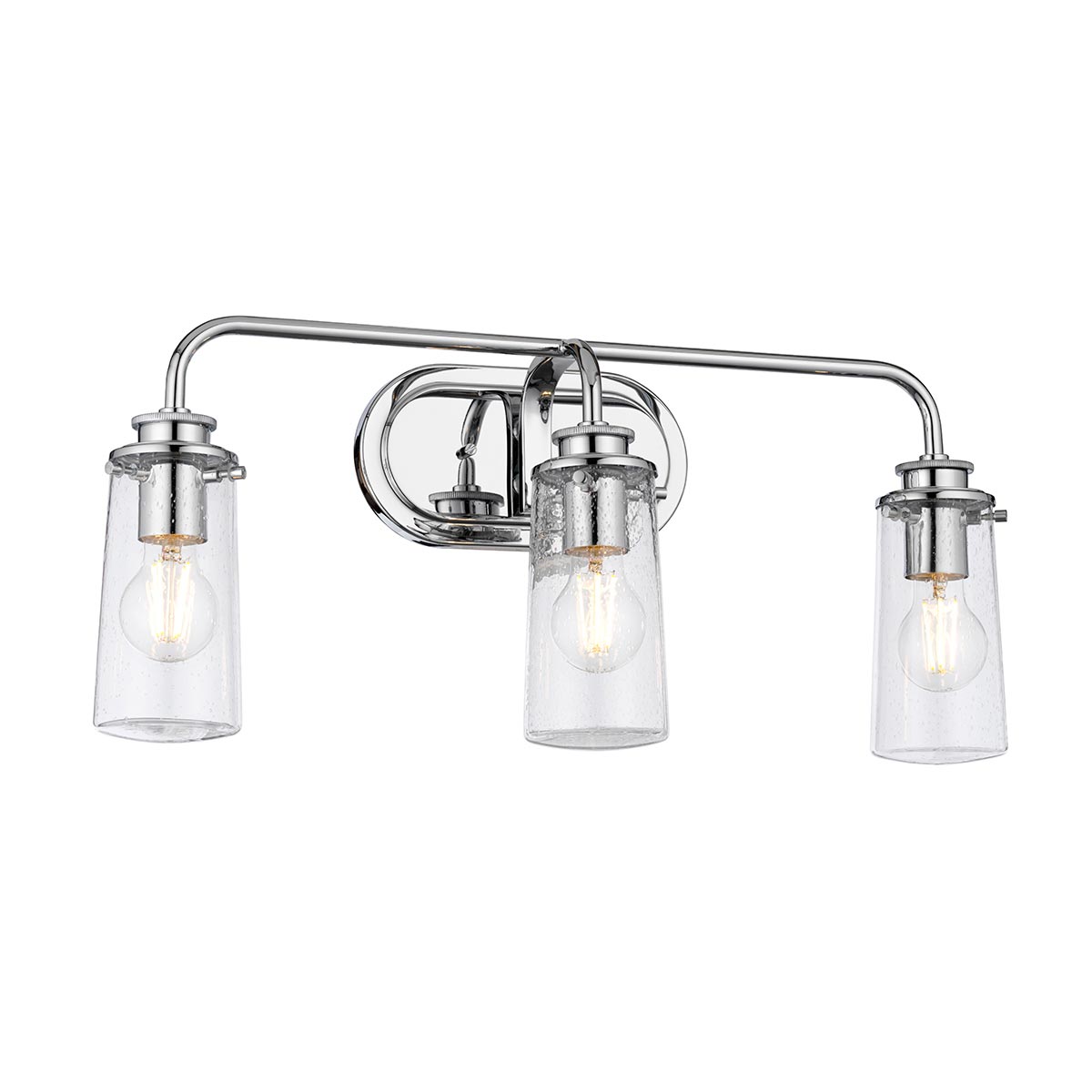 Braelyn Polished Chrome 3 Lamp Bathroom Mirror Light Seeded Glass