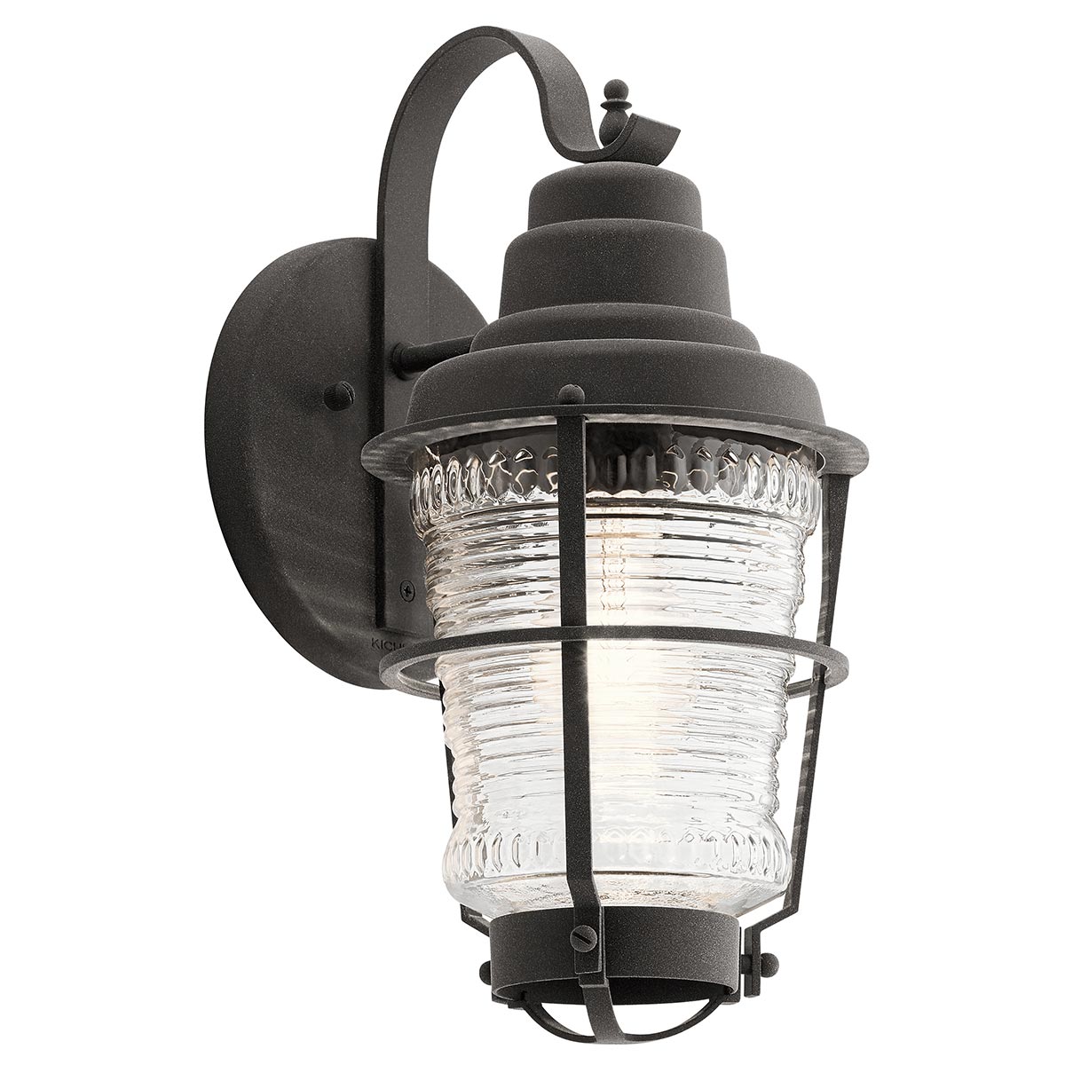 Chance Harbor Small Outdoor Wall Lantern Weathered Zinc Ribbed Glass