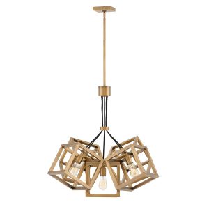 Quintiesse Ensemble contemporary 5 light cluster ceiling pendant in brushed bronze full height