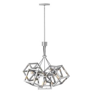 Quintiesse Ensemble contemporary 5 light cluster ceiling pendant in polished nickel full height