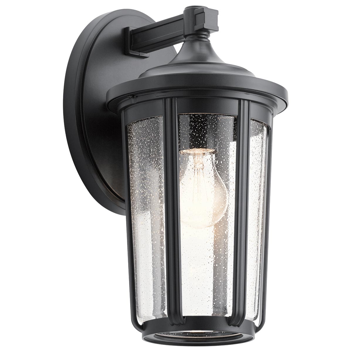 Fairfield 1 Light Large Outdoor Wall Lantern Black Seeded Glass