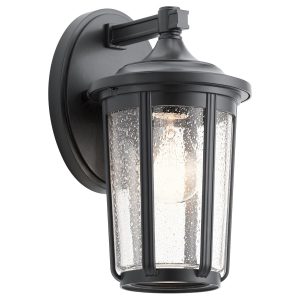 Quintiesse Fairfield 1 light medium outdoor wall lantern in black on white background