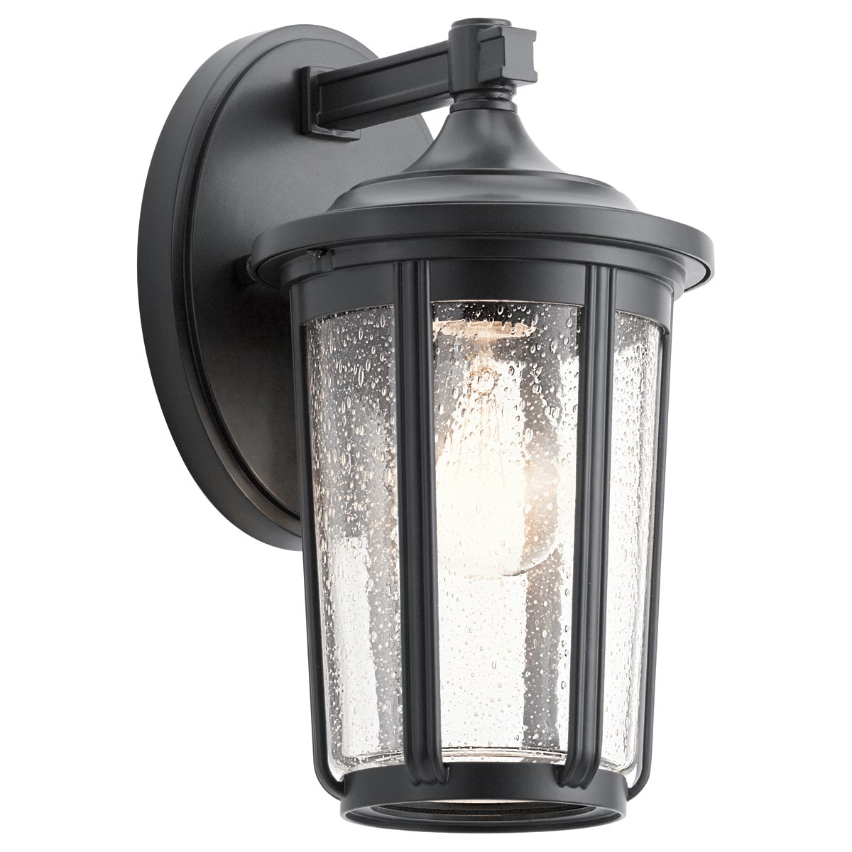 Fairfield 1 Light Medium Outdoor Wall Lantern Black Seeded Glass