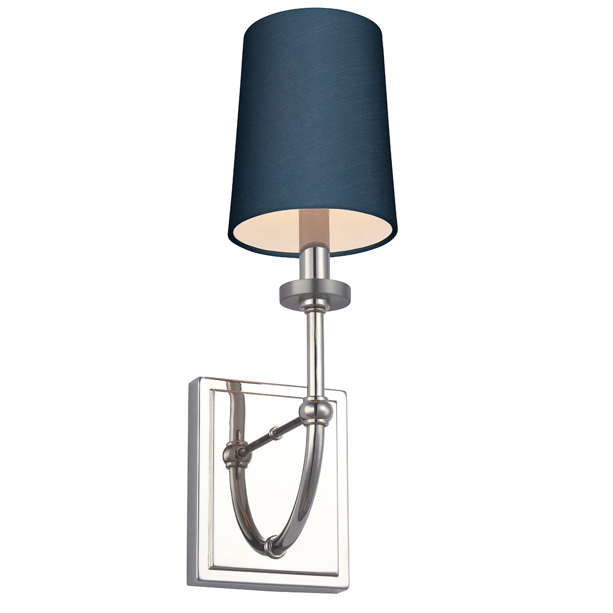 Felixstowe 1 Light Bathroom Wall Light Chrome Breton Faux Silk Shade