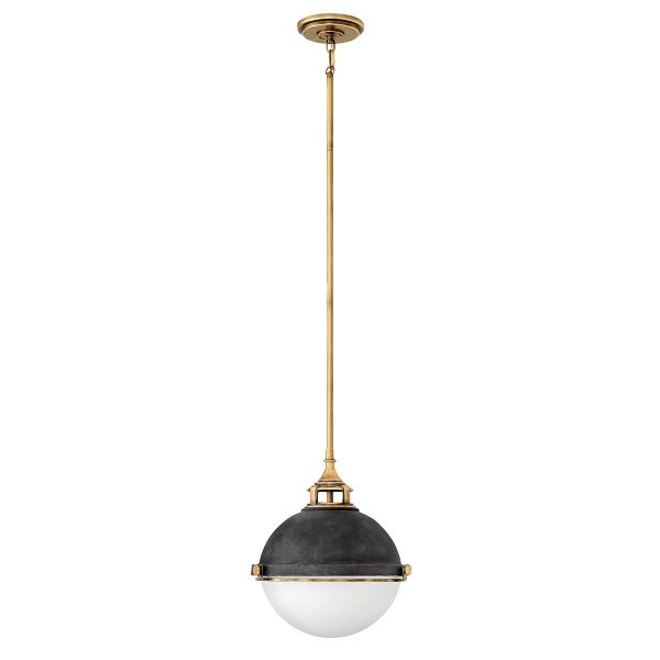 Quintiesse Fletcher industrial style 2 light medium globe ceiling pendant full height