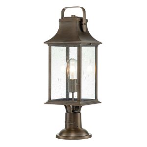 Quintiesse Grant 1 light large outdoor post lantern in burnished bronze on white background