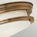 Hadrian Brushed Bronze 2 Lamp Flush Bathroom Ceiling Light Opal Glass