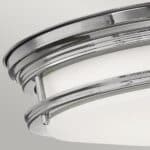 Hadrian Polished Chrome 2 Lamp Flush Bathroom Ceiling Light Opal Glass