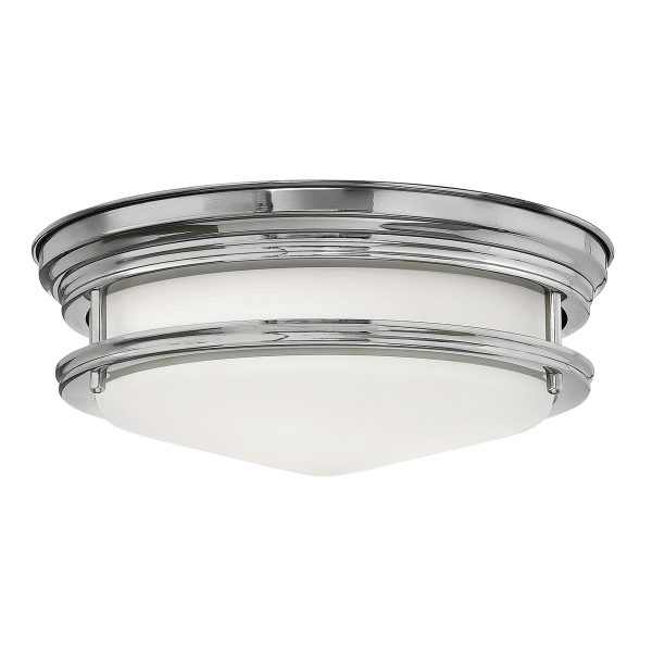 Quintiesse Hadrian chrome 2 lamp flush bathroom ceiling light with opal glass shade main image
