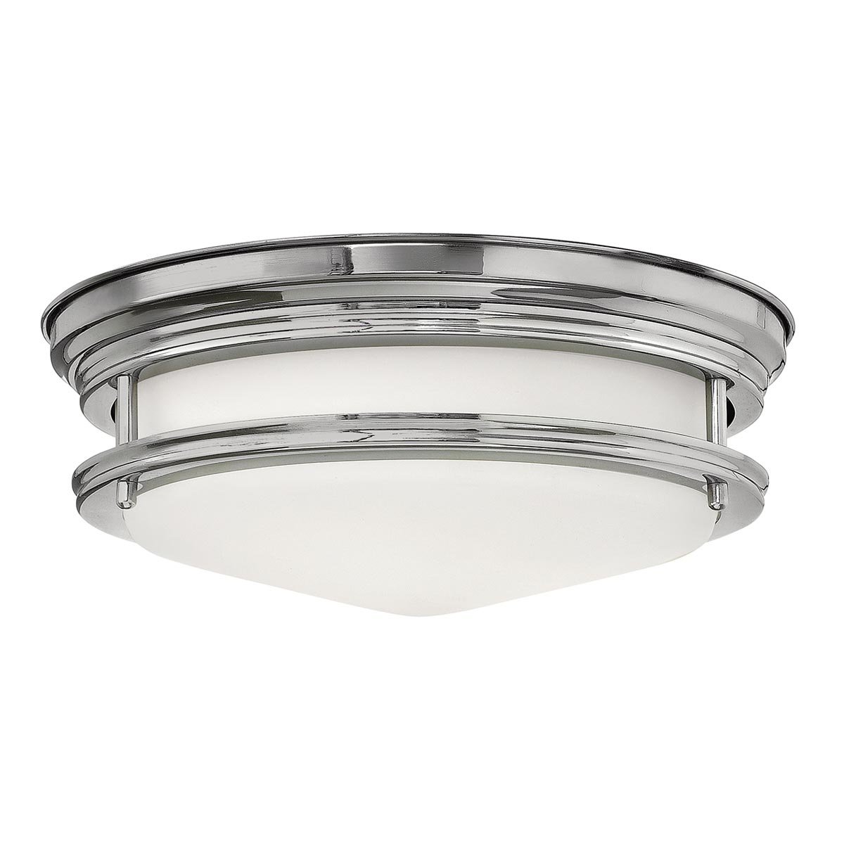 Hadrian Polished Chrome 2 Lamp Flush Bathroom Ceiling Light Opal Glass