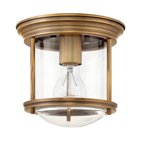 Hadrian Small Brushed Bronze 1 Lamp Bathroom Ceiling Light Clear Glass