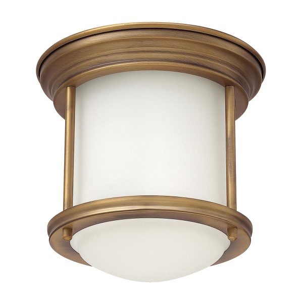 Hadrian Brushed Bronze Small 1 Lamp Bathroom Ceiling Light Opal Glass