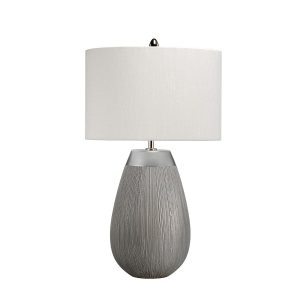 Quintiesse Harrow 1 light textured silver ceramic table lamp main image on white background
