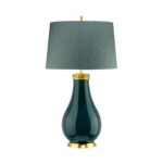 Quintiesse Havering 1 Light Turquoise Ceramic Table Lamp Aged Brass