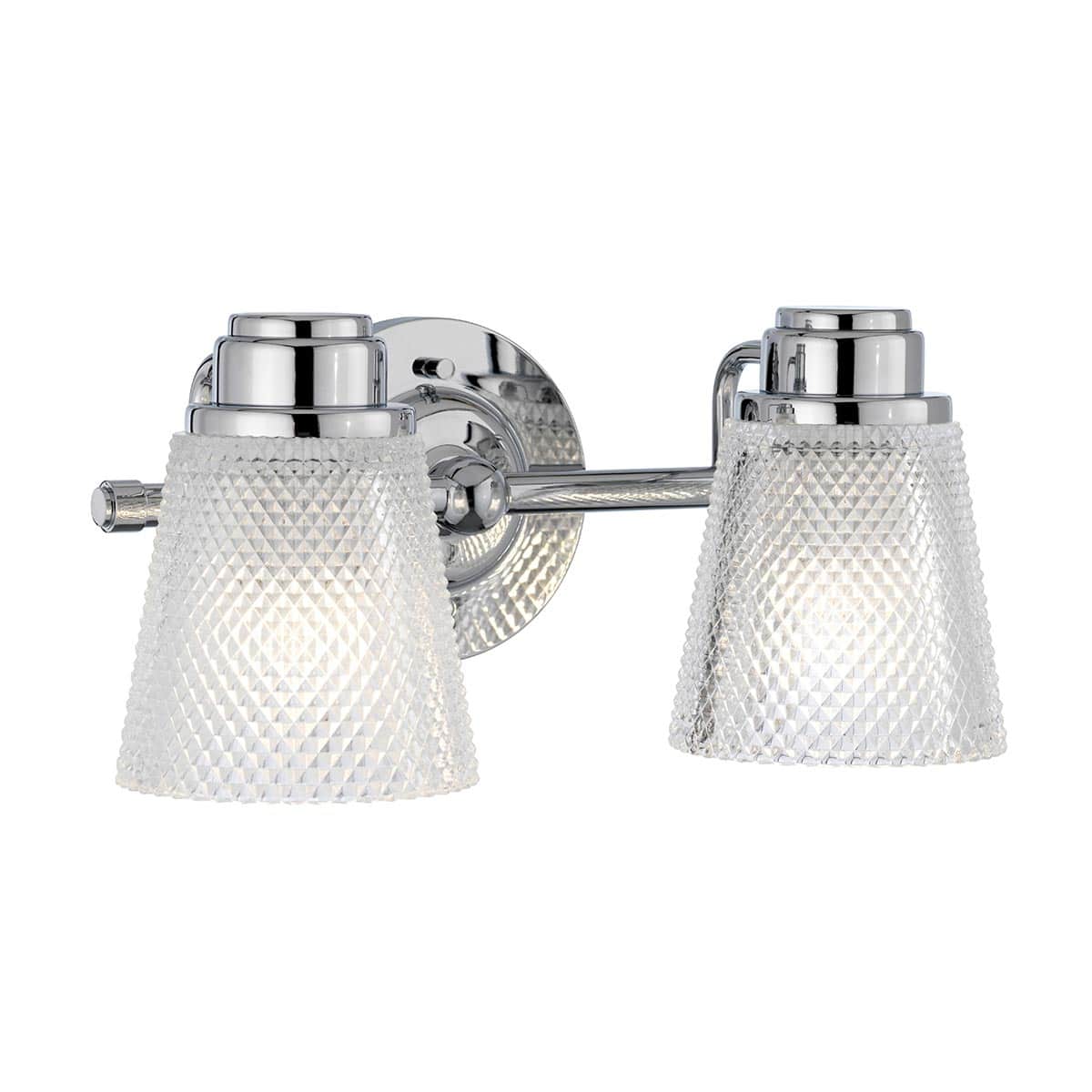 Hudson Polished Chrome 2 Lamp Bathroom Wall Light Cut Glass Shades