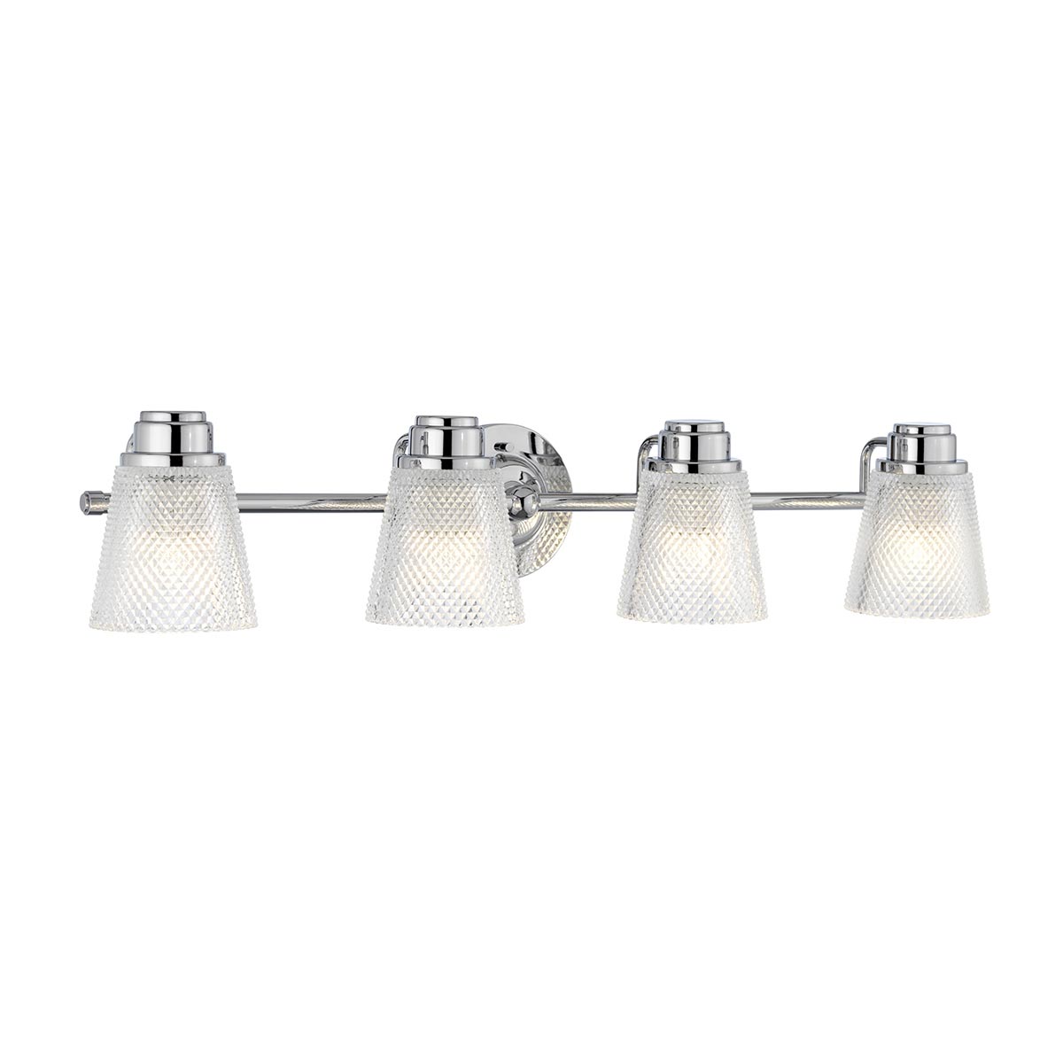 Hudson Polished Chrome 4 Lamp Bathroom Mirror Light Cut Glass Shades