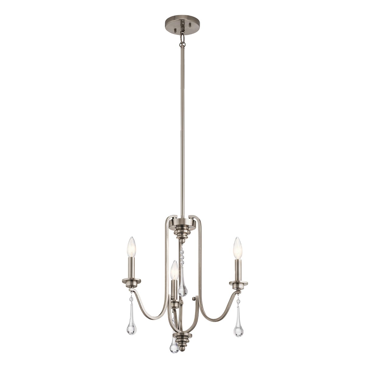 Karlee Traditional 3 Light Elegant Chandelier Classic Pewter Crystal Drops